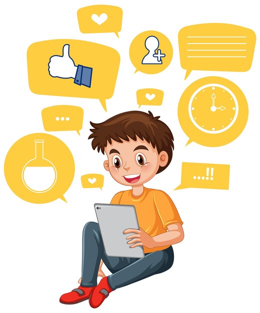 Un niño que usa un teléfono inteligente para aprender en línea