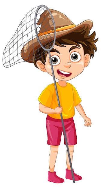 Niño con la red de mariposas