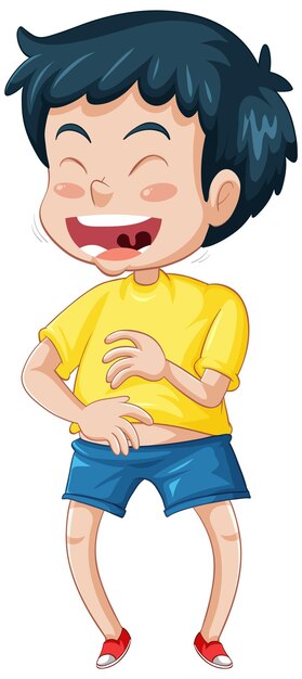 Un niño riendo personaje de dibujos animados