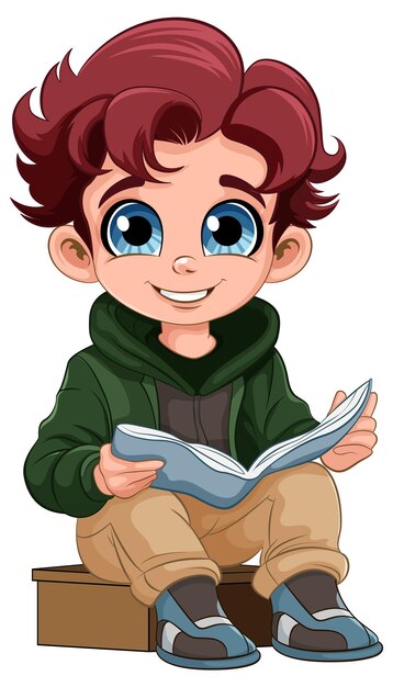 niño sentado y leyendo el libro