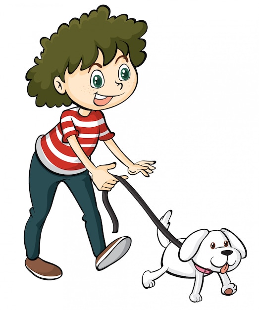 Vector gratuito un niño sonriente y un perro