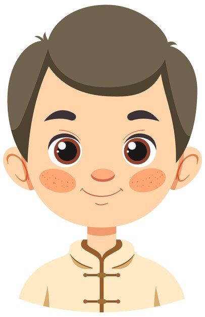 Niño sonriente con trajes tradicionales chinos
