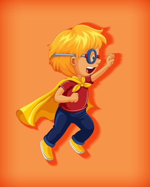 Vector gratuito niño con superhéroe con estrangulamiento en posición de pie retrato de personaje de dibujos animados aislado