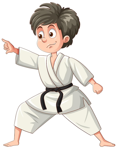 niño, en, taekwondo, equipo, vector