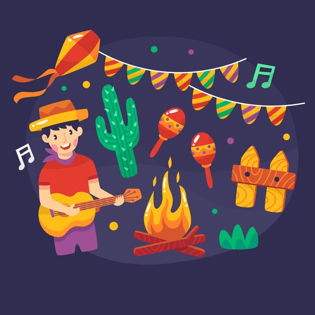 Niño tocando la guitarra festa junina