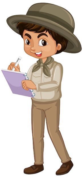 Niño en traje de safari en blanco