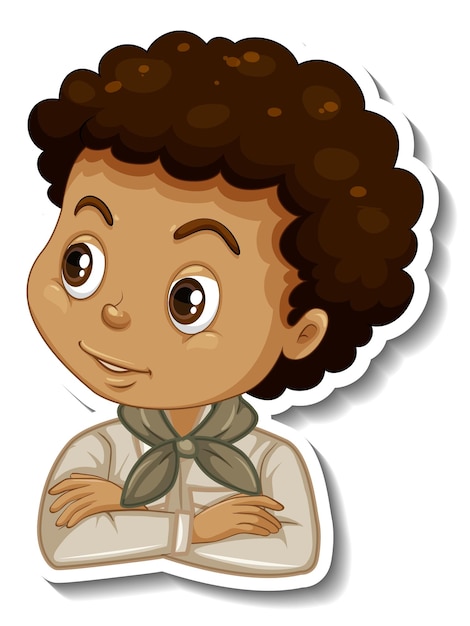 Niño en traje de safari pegatina de personaje de dibujos animados