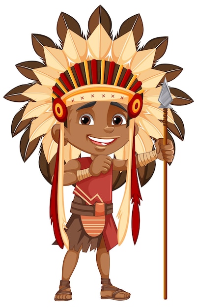 Niño de la tribu nativa americana con lanza