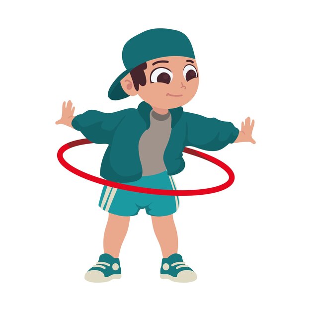 niño con ula ula icono aislado