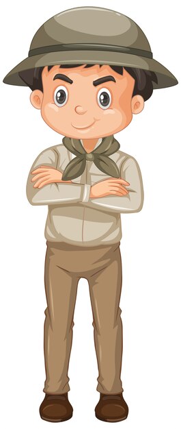 Niño vistiendo traje de safari en blanco