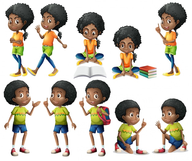 Vector gratuito niños afroamericanos