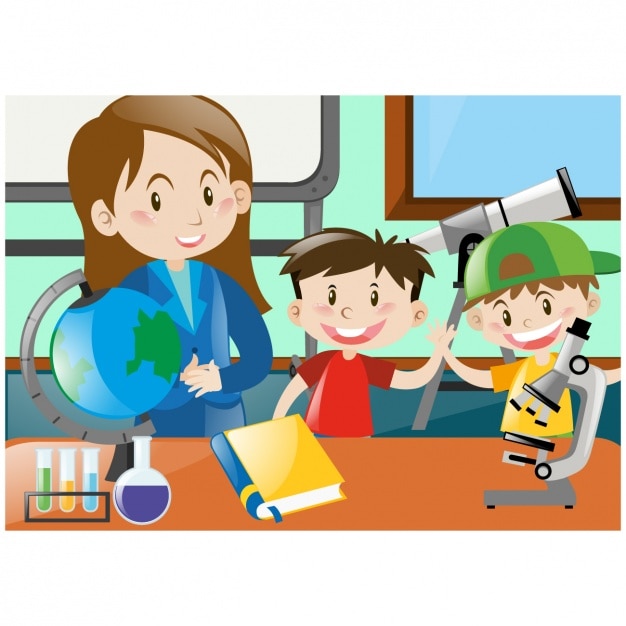 Vector gratuito niños aprendiendo en clase