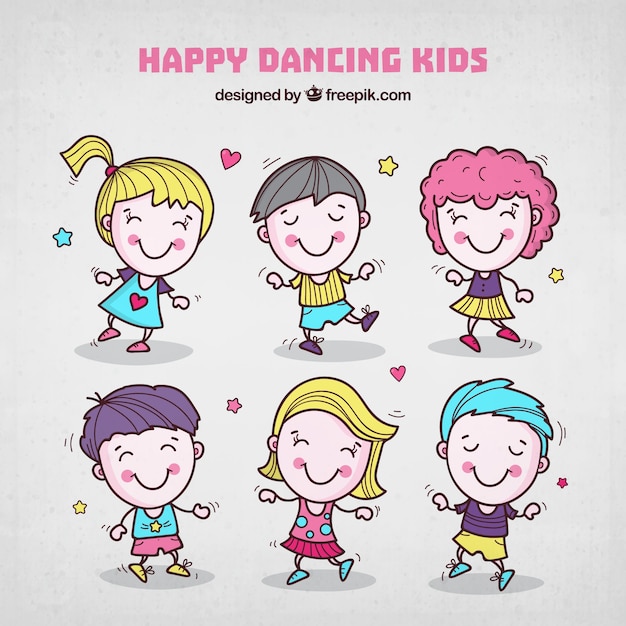 Vector gratuito niños bailarines dibujados a mano