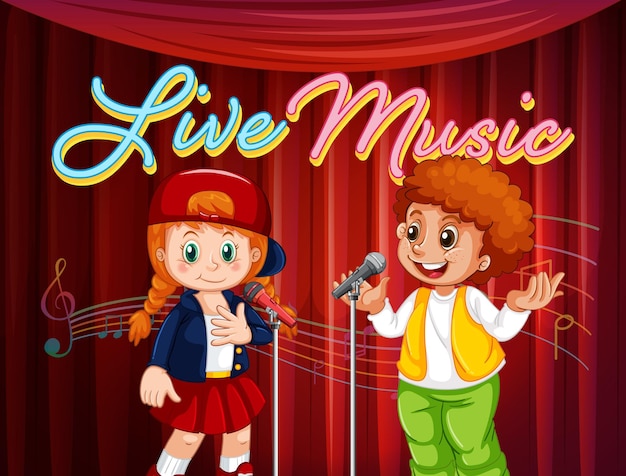 Niños cantando en el escenario.
