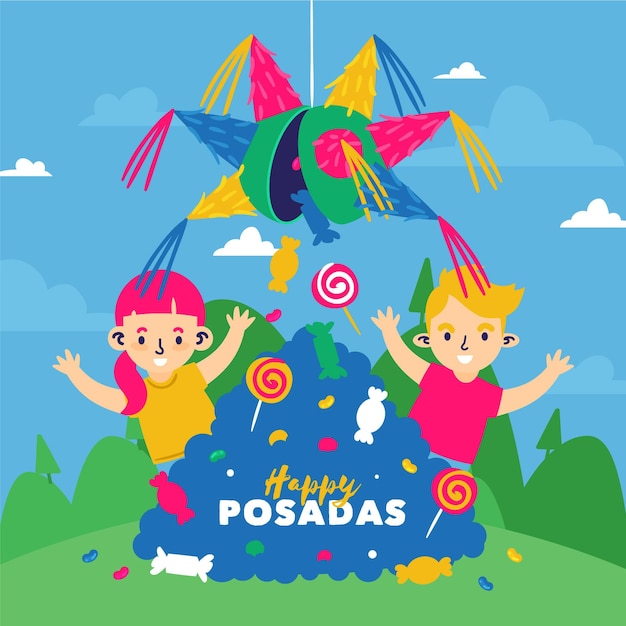 Vector gratuito niños celebrando la posada