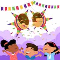 Vector gratuito niños celebrando posadas