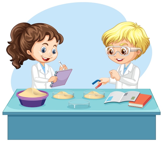Niños científicos haciendo experimentos científicos