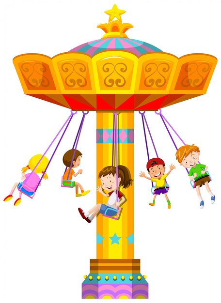 Niños columpiándose en circulo