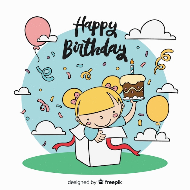 Vector gratuito niños de cumpleaños dibujados a mano