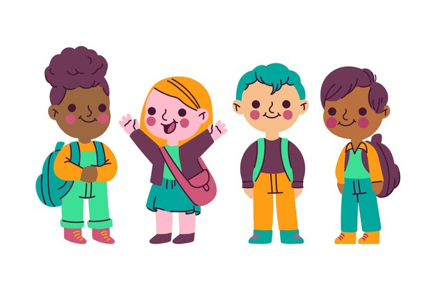 Niños dibujados a mano colección de ilustración de regreso a la escuela