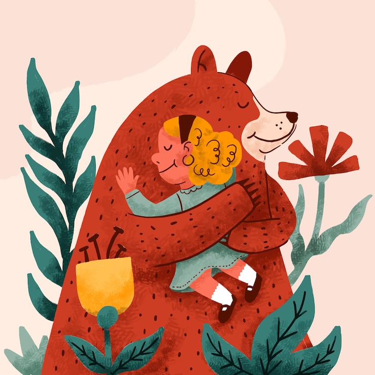 Vector gratuito niños dibujados a mano con ilustración de animales