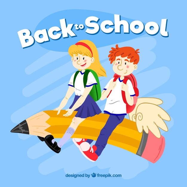 Niños dibujados a mano listos para la vuelta al colegio