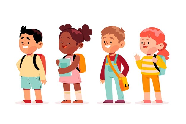 Niños dibujados a mano de regreso a la escuela