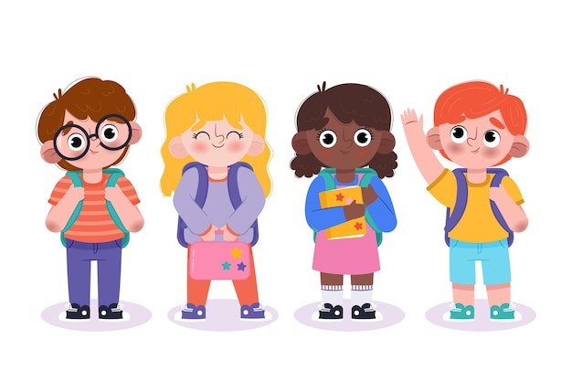 Niños dibujados a mano de regreso a la escuela