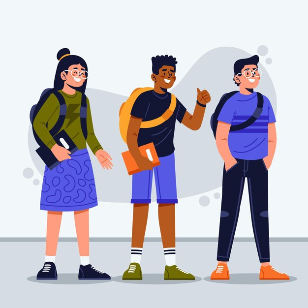 Niños de diseño plano de regreso a la escuela.