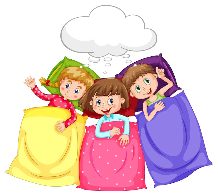 Vector gratuito niños durmiendo con bocadillo
