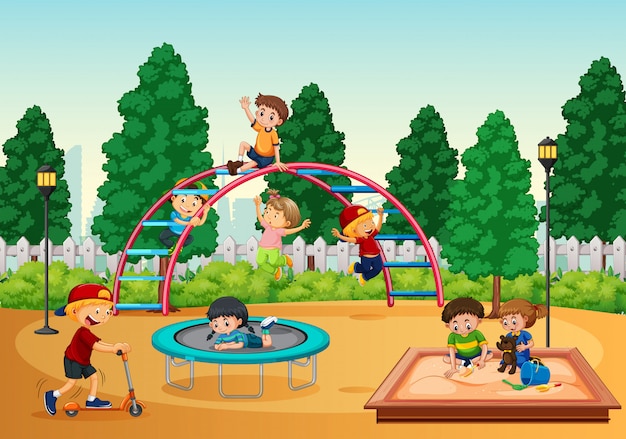 Vector gratuito niños en escena de playgrond