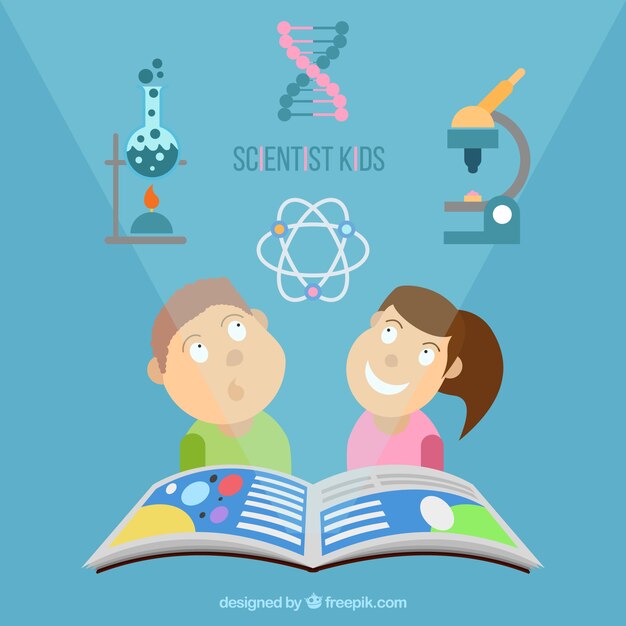 Niños estudiando ciencia