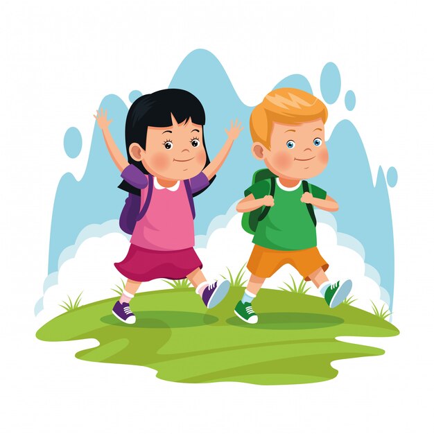 Niños en la excursión escolar.