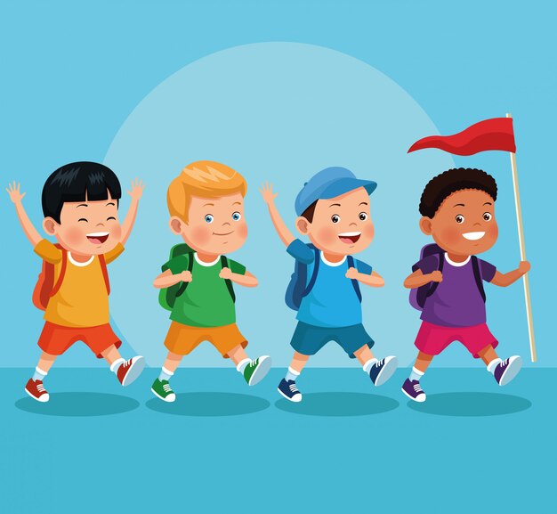 Niños en la excursión escolar.