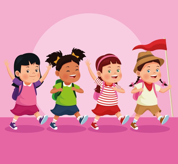 Niños en la excursión escolar.