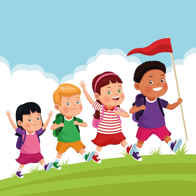 Niños en la excursión escolar.