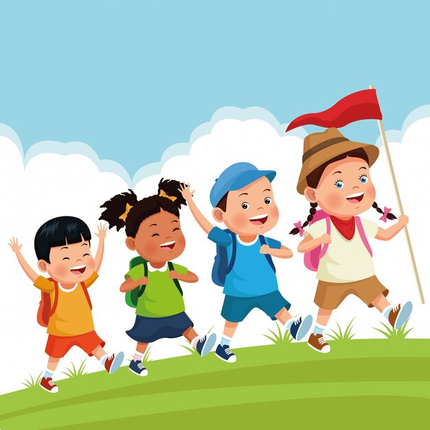 Niños en la excursión escolar.