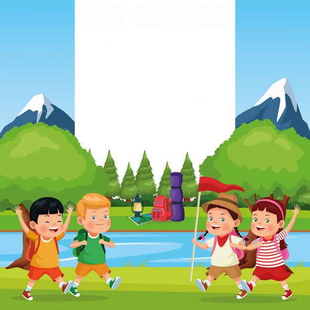 Niños en la excursión escolar.