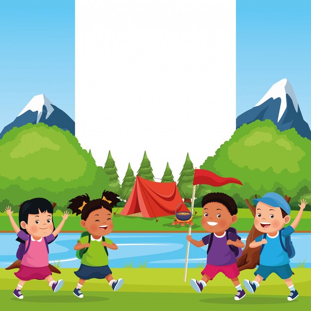 Niños en la excursión escolar.