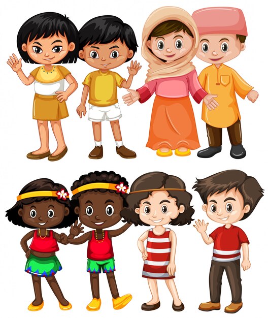 Niños felices de diferentes países.