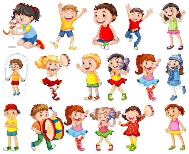 Niños felices haciendo cosas diferentes