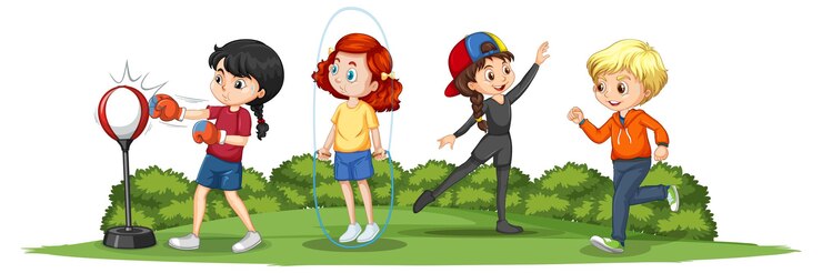 Vector gratuito niños felices jugando diferentes deportes