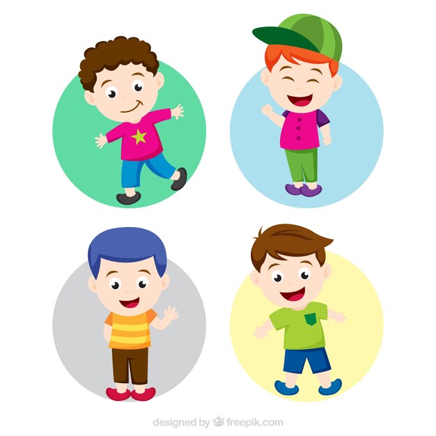 Niños felices con ropa colorida