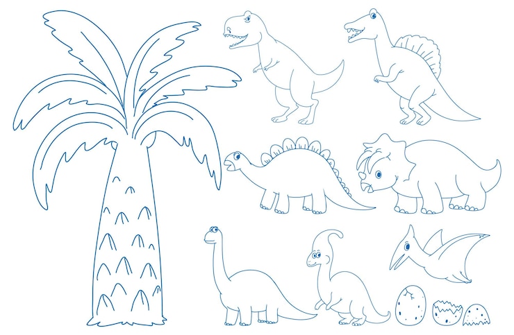 Vector gratuito niños garabatos simples dibujando dinosaurios
