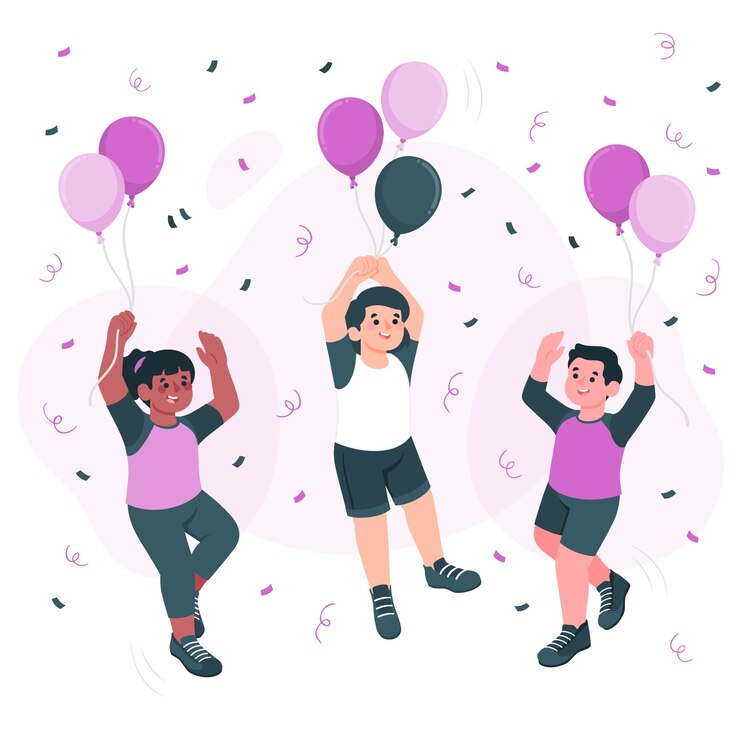 Vector gratuito niños con ilustración de concepto de globos