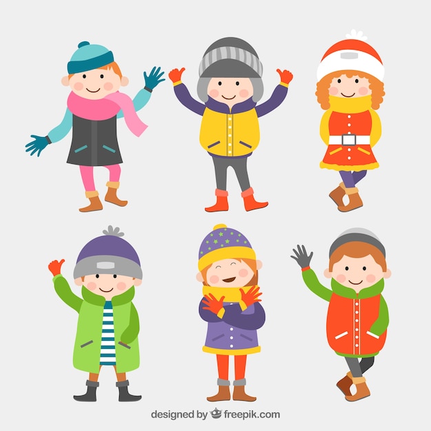 Vector gratuito niños de invierno