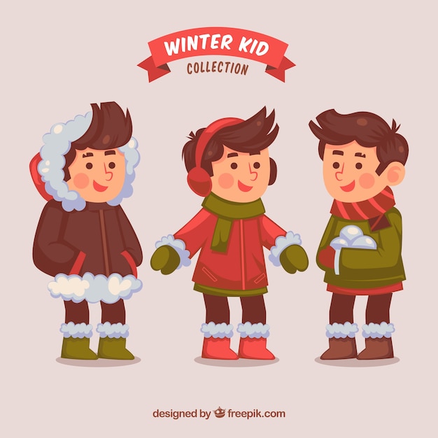 Vector gratuito niños de invierno