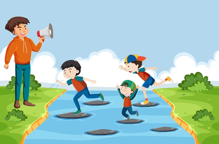 Vector gratuito niños jugando juego de luz verde luz roja
