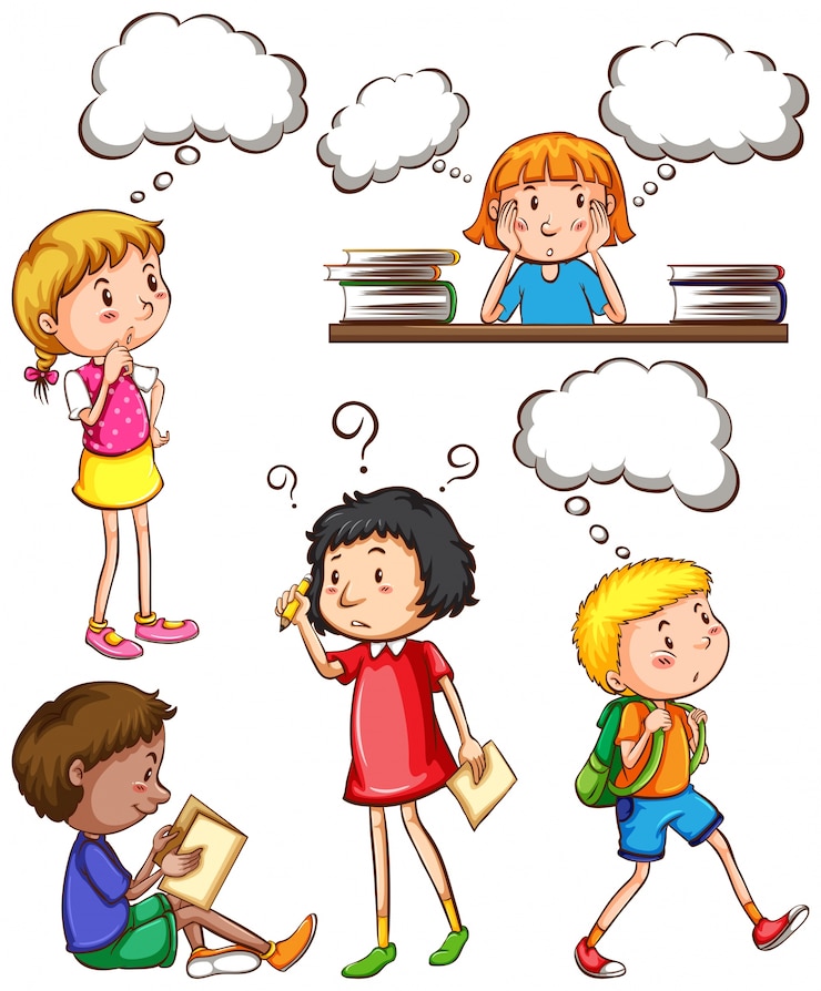 Vector gratuito niños con pensamientos vacíos