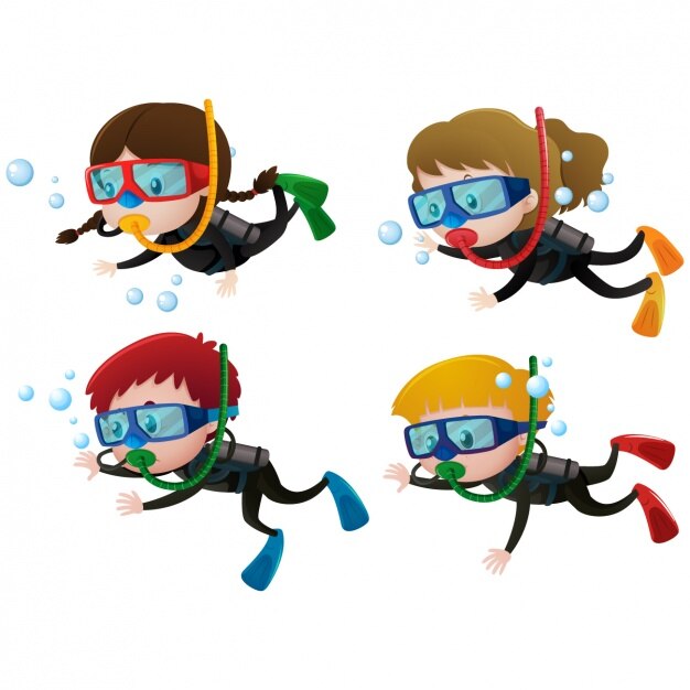 Niños practicando buceo